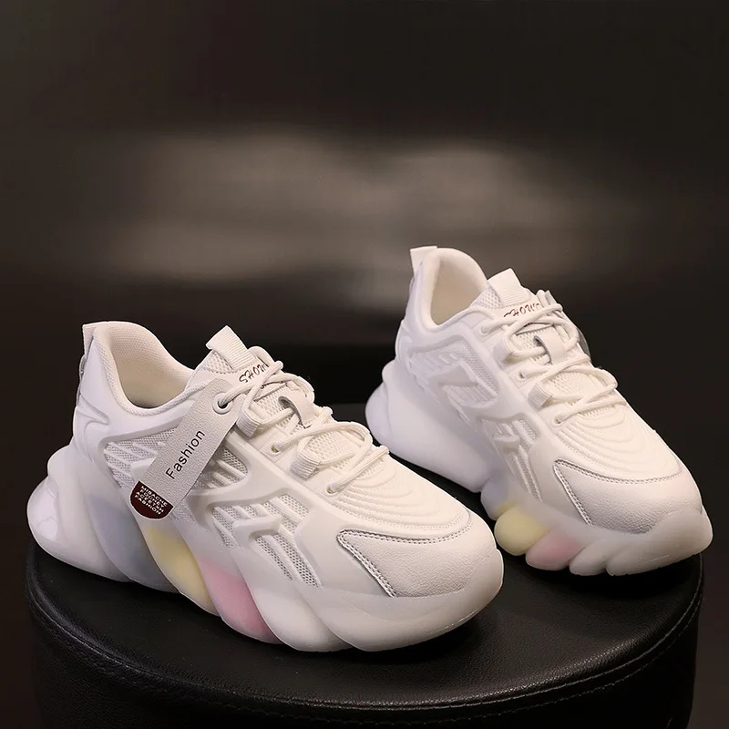 

Кроссовки женские из воловьей кожи, на радужной подошве