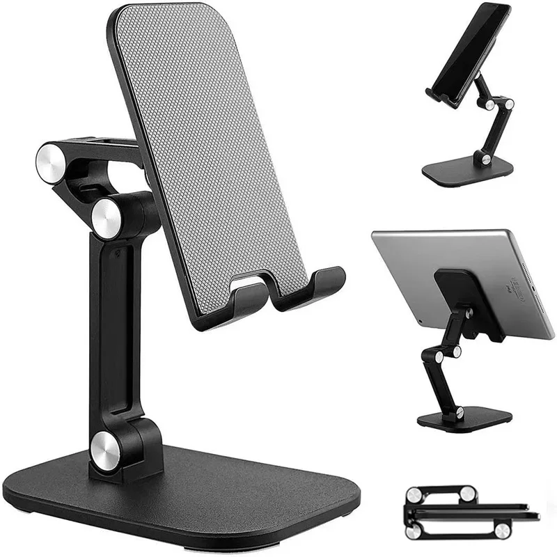 Universal for iPad Tablet & Phone Lazy Holder Desktop Desk Support Adjustable Collapsible Metal Stand for Mobile Phone