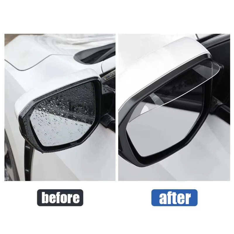 BLALION 2PCS Car Rearview Mirror Rain Shield Rain Eyebrow Shield Sun Shade Clear Vision Protector Safe Driving Accessories