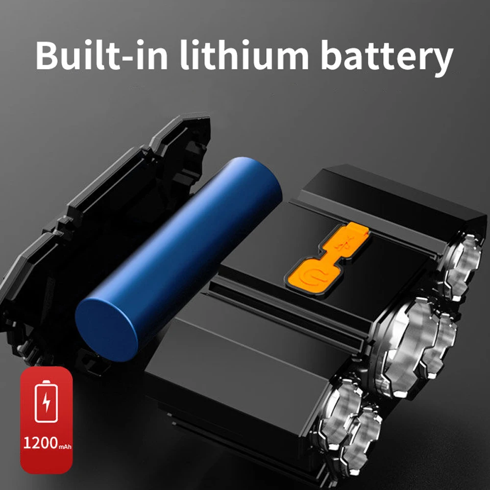USB 충전식 내장 배터리 5 LED 강한 헤드라이트, 매우 밝은 헤드 마운트 손전등, 야외 낚시 캠핑 손전등