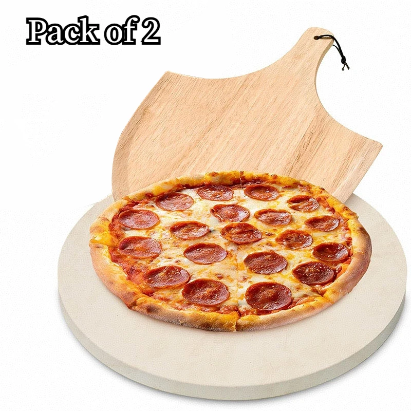 1/2 PCS Round Pizza Stone Set, 12" Pizza Stone for Oven Peel Cutter Baking for Pizza,Bread kitchen accessories