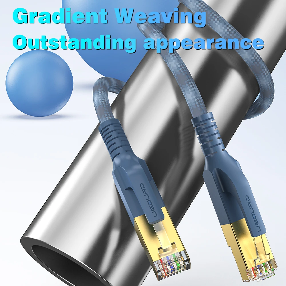 RJ45 CAT8 Ethernet Cable Braided Gradient Color 40Gbps CAT 8 Network Cable Internet Lan Patch Cord for Laptops PS 4 Router Round BEST SELLERS