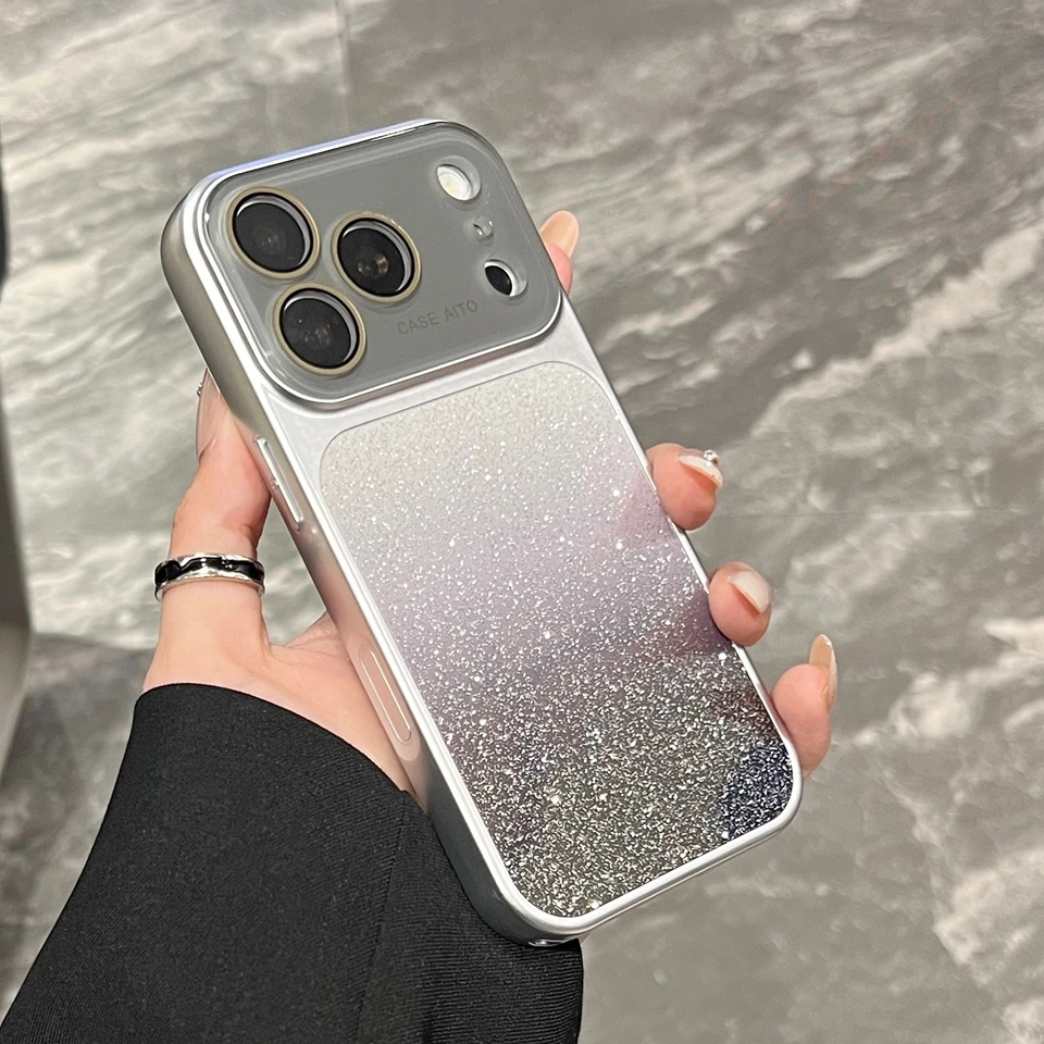 Official Bling Glitter Phone Case For Iphone 15 14 12 13 16 17 Pro Max Gradation LEN Camera Shockproof Protector Cover_voghion.com