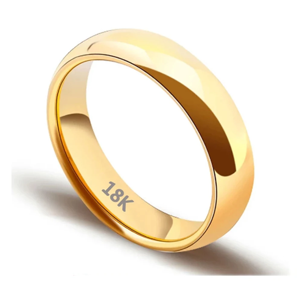 Anello In Acciaio Inossidabile Placcato Oro 18 Carati Da 4Mm Colore Argento Anillos Mujer Coppia Fede Nuziale Bague Femme Acier Inoxydable Bague
