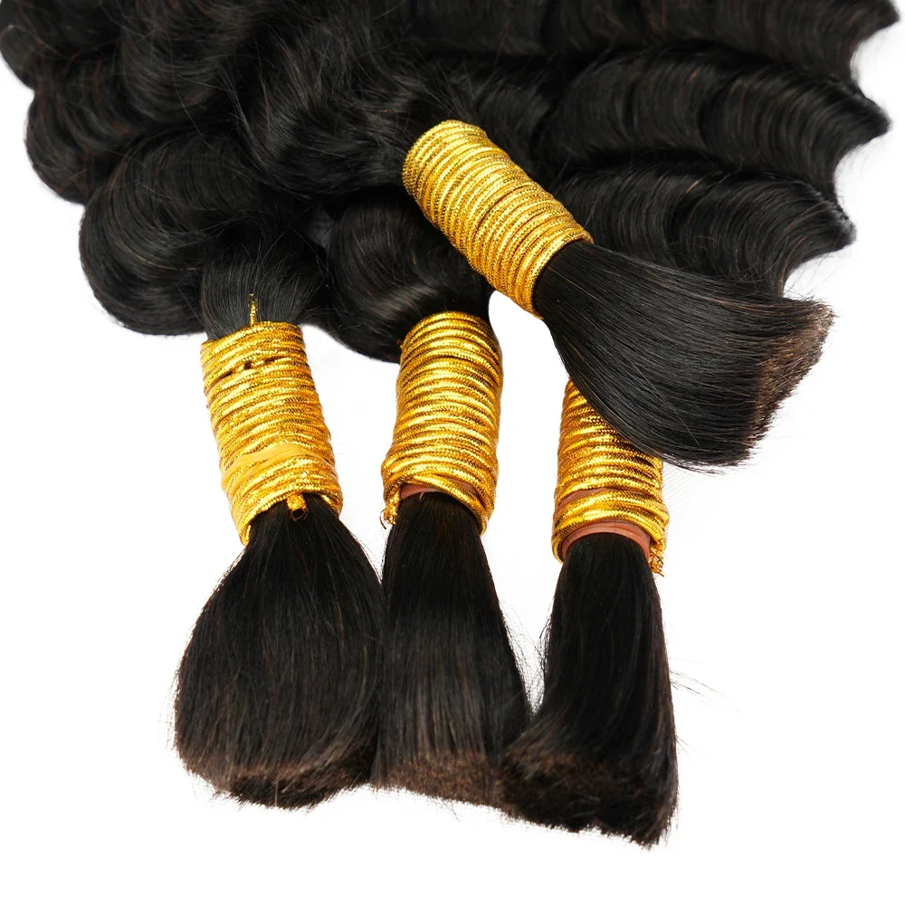 Deep Wave Bulk Human Hair for Braiding Remy Hair Unprocessed Curly Human hair No Weft Bundles 100g 1Pack/2 Bundles