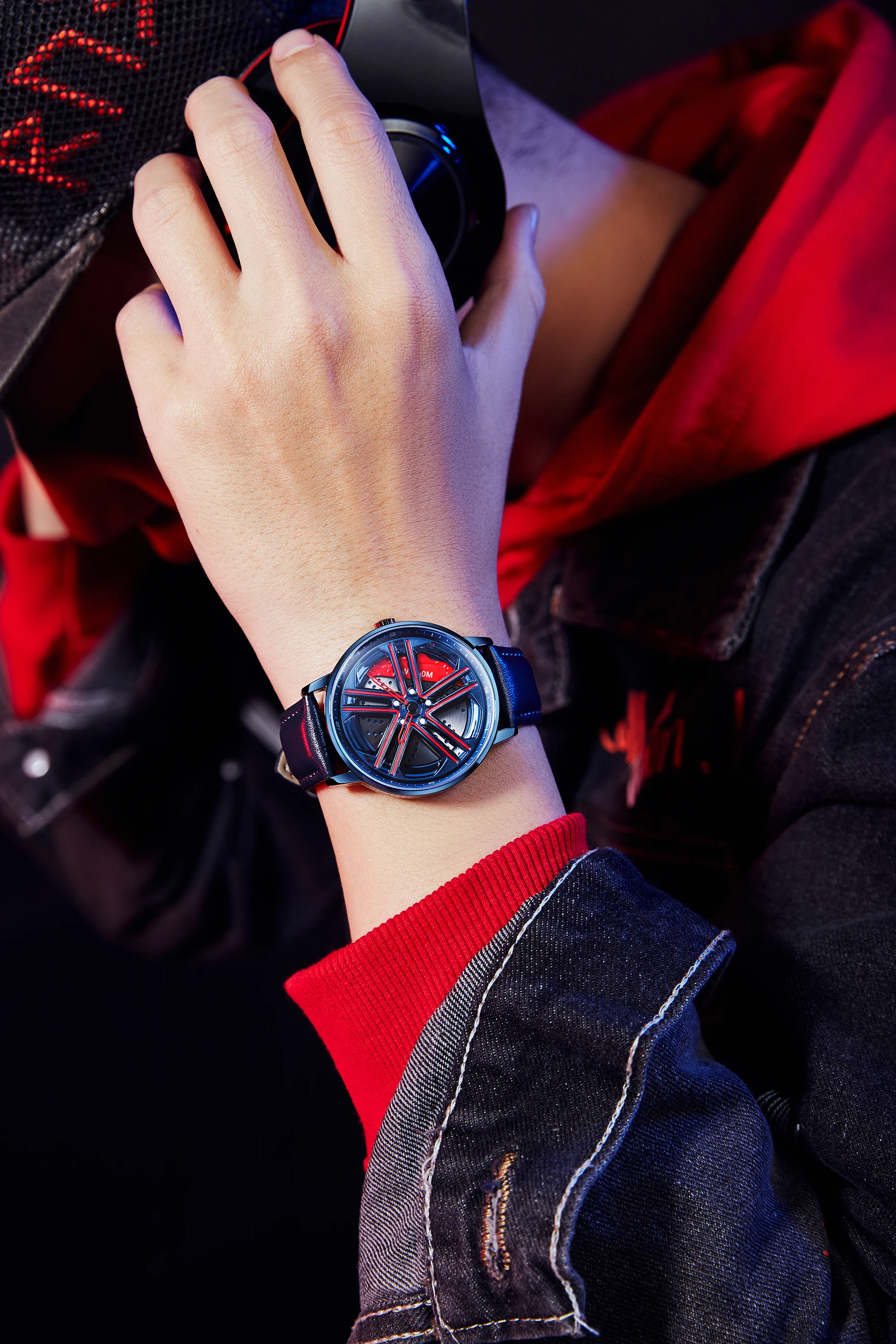 Men's Hollow Rotary Watch Car Hub Design Quartz Watch Military Waterproof Men's Watch Reno Masculino 2023