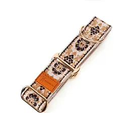 Ethnic Style Adjustable Martingale Dog Collar - Beautiful Design Accessory - M (Ginger yellow)