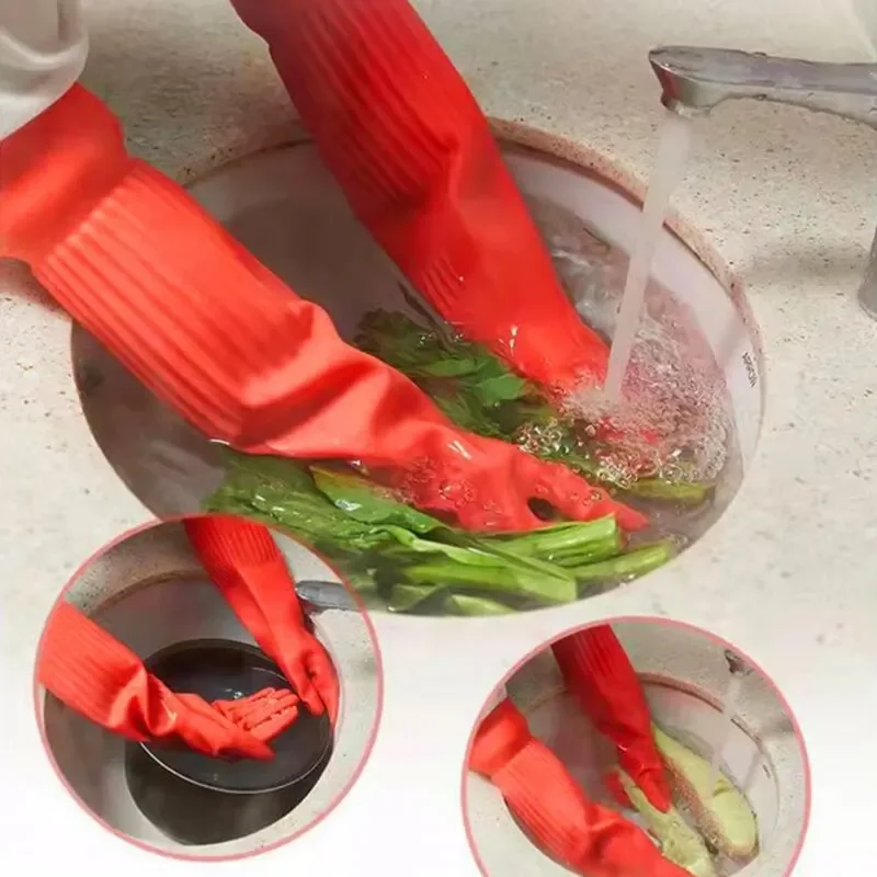 Dishwashing gloves latex extra long thick nonslip wearresistant for kitchen housework car washing clothes
