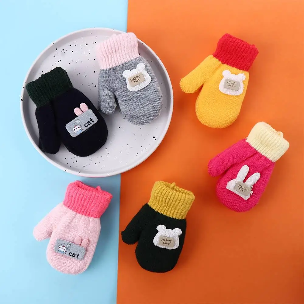 

Soft Cute Toddler Infant Children Girls Warm Mittens Knitted Gloves Thickened Baby Mittens