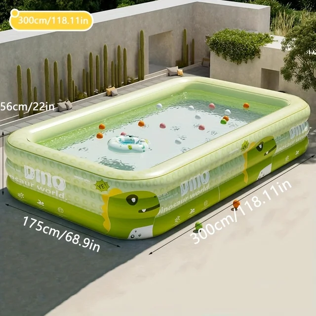 Colorful Inflatable Swimming Pool - Durable PVC Material, Safe and Non-toxic Integrated Design, Rectangular Summer Swimming Pool 3