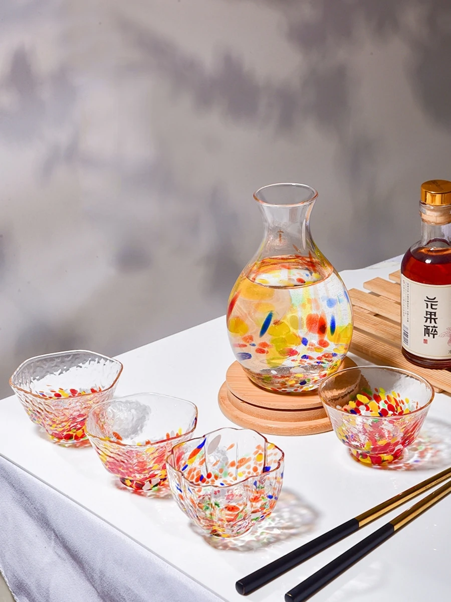 

Japanese Sake Jug Sake Cups Hammer Glass Liquor Utensil Spirits Cider Glass Household Round Colored Tea Cup Tea Tasting Cup