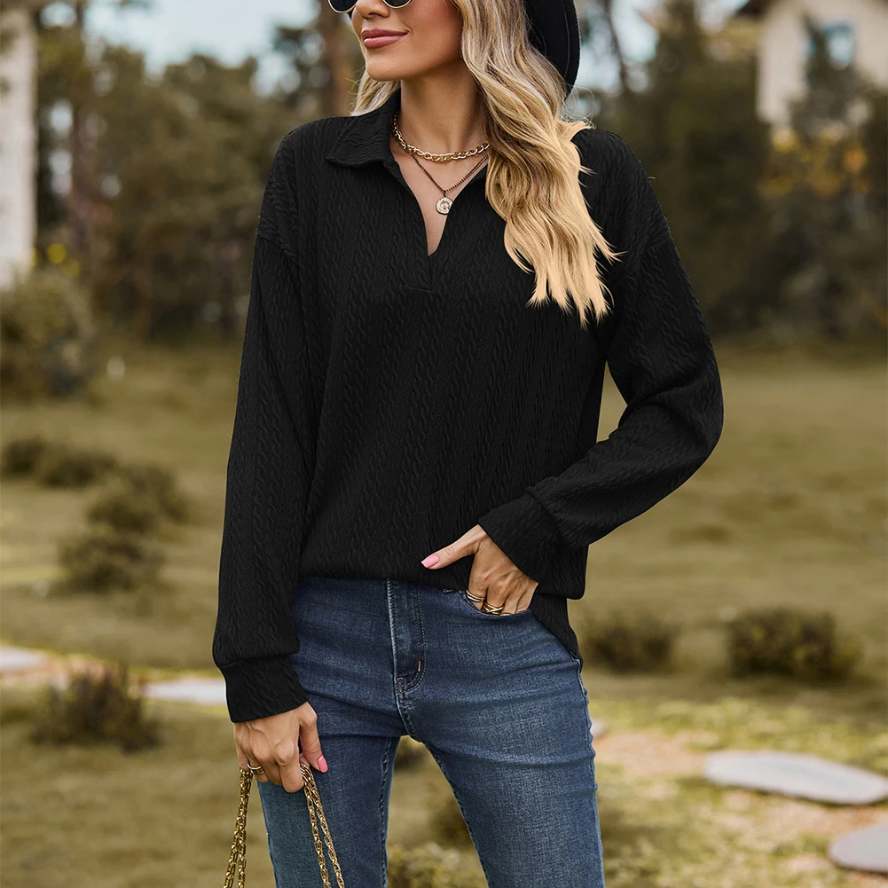 

Pullover Top Sweatshirt For Daily For Holiday For Vacation Long Sleeve Pullover Slight For Stretch Solid Color