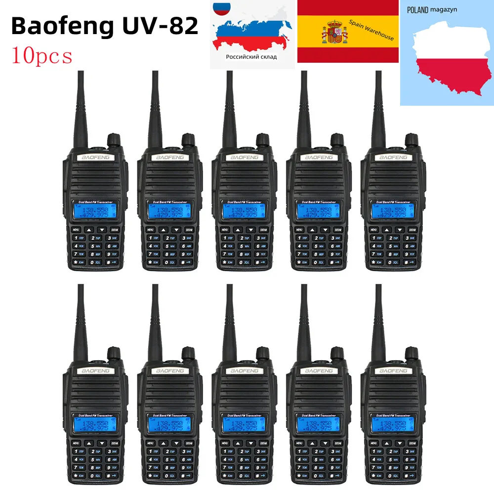 

10pcs Baofeng UV-82 8W&5W Walkie Talkie VHF UHF Dual Band 136-174&400-520MHz Baofeng UV82 Two Way Radio Ships from Moscow