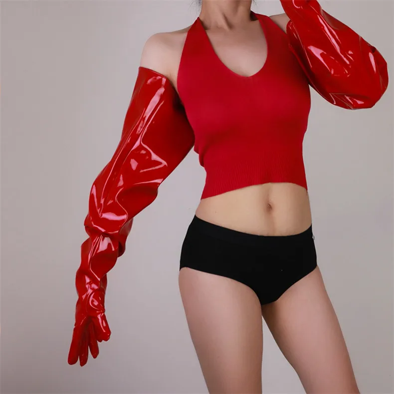 Touchscreen lange Handschuhe 70cm große Ärmel breite Manschette Laterne Ärmel Puff Ärmel Emulation Leder Männer Frauen Handschuhe wpu138 – Detail 5