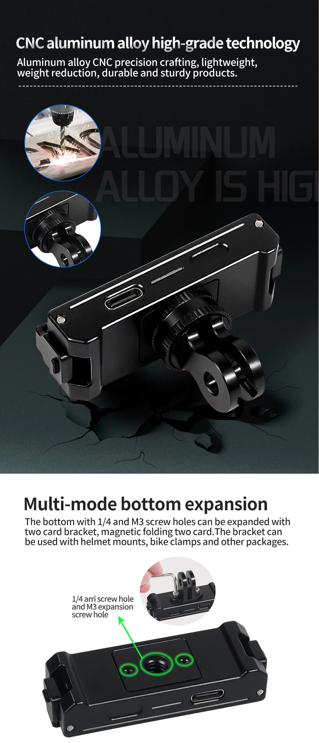 Magnetische Halterung, Schnellverschluss-Stativadapter mit USB-Aufladung für Insta360 GO 3 3S Daumenkamera-Halterung, Magnetfuß – Detail 6