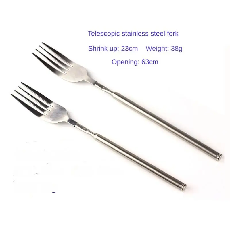 Stainless Steel Telescopic Extendable Fork Dinner Fruit Dessert Long Cutlery Forks BBQ Meat Fork Kitchen Accessories Tools
