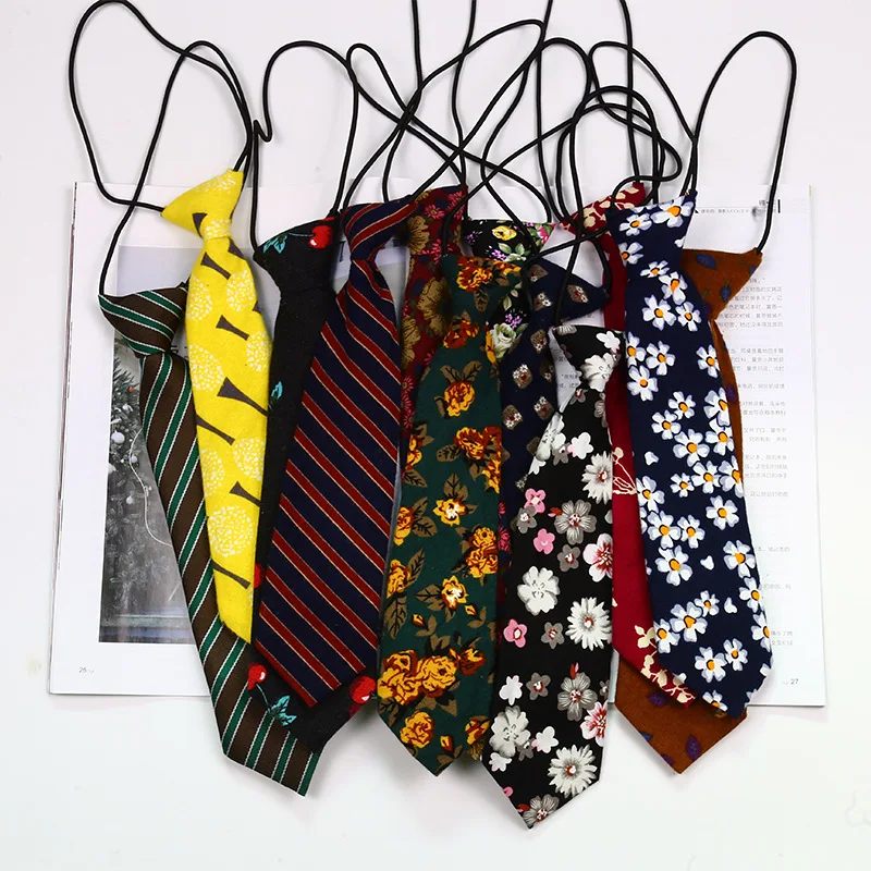 

6CM Floral Lazy-tie Rubber Band Neckties For Women College Girls Shirt Uniform Neckwear Korean Style Narrow Knot Free Small Ties