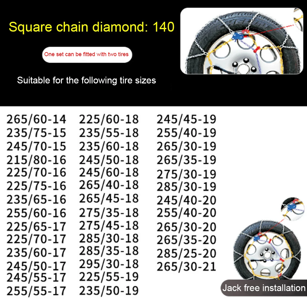 Snow Chains Anti-Skid Portable Snow Tire Chains Winter Vehicles Wheel Chain for Car SUV Pickup Truck