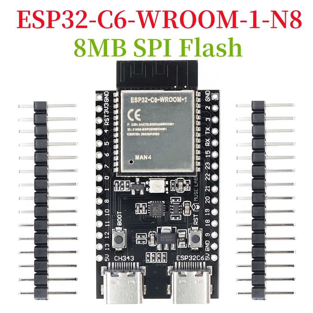ESP32-C6 DevKit C Dual Type-C Development Board – WiFi & Bluetooth IoT Core Board for Arduino