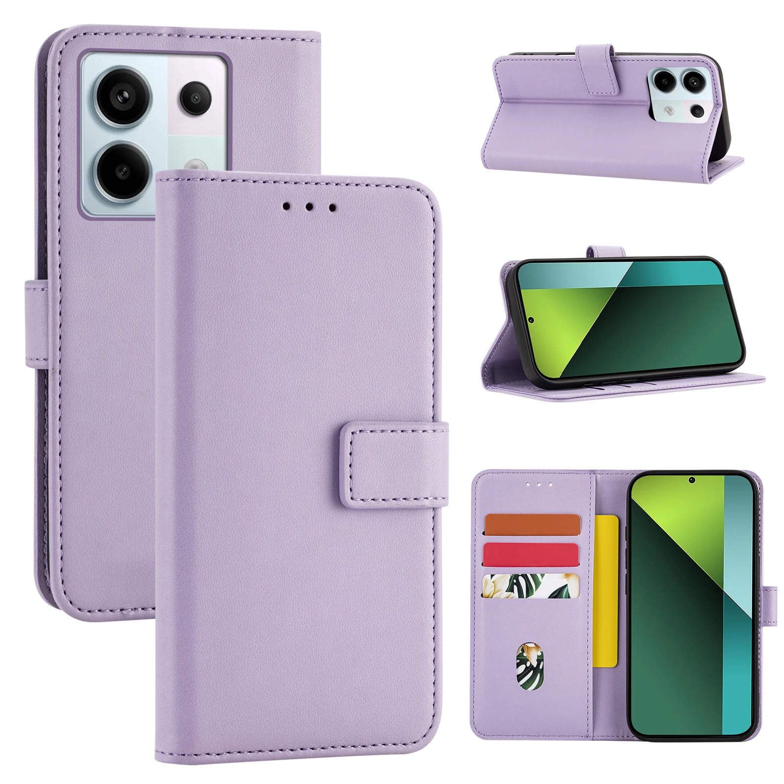 Flip Cover Schutzhülle für Redmi Note 15/14/13/12/11/10/9Pro mit Kartenfach, Kunstleder-Schutzhülle