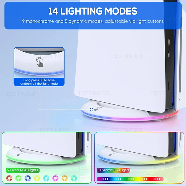 Vertical Cooling Stand with RGB Light For PS5 Slim / PS5 Pro Console Anti-Slip Base Bracket Holder Bracket Gaming Accessories 3