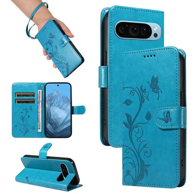 Lanyard Leather Wallet Card Phone Case with Magnetic Flip Cover