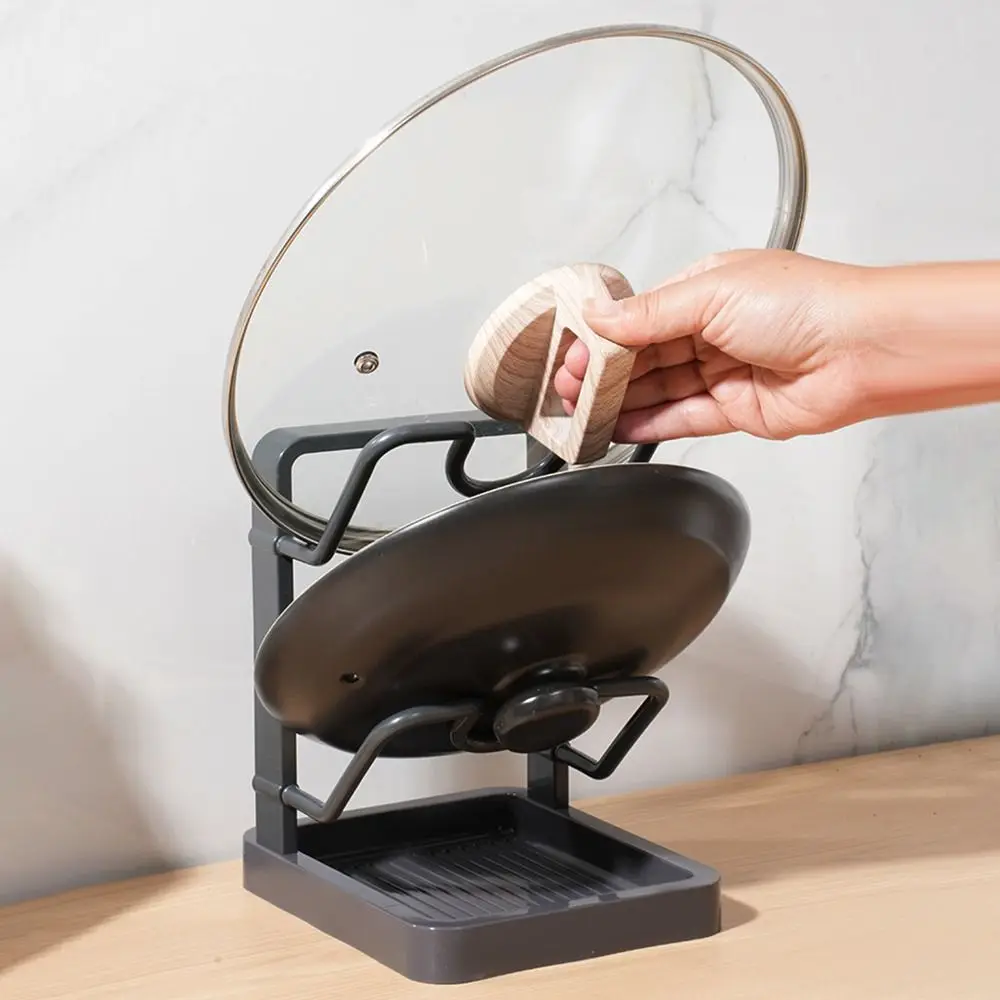 Durable Double Layer Pot Lid Rack Draining Large Capacity Cutting Board Holder Non-slip Kitchen Storage Rack Pot Lid Organizer