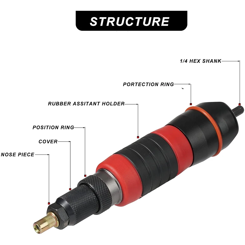 M3-M10 Electric Rivet Nut Drill Adapter Kit Household Rivet Gun Tool Cordless DIY Electric Insert Rivet Gun Drill With Tool Box