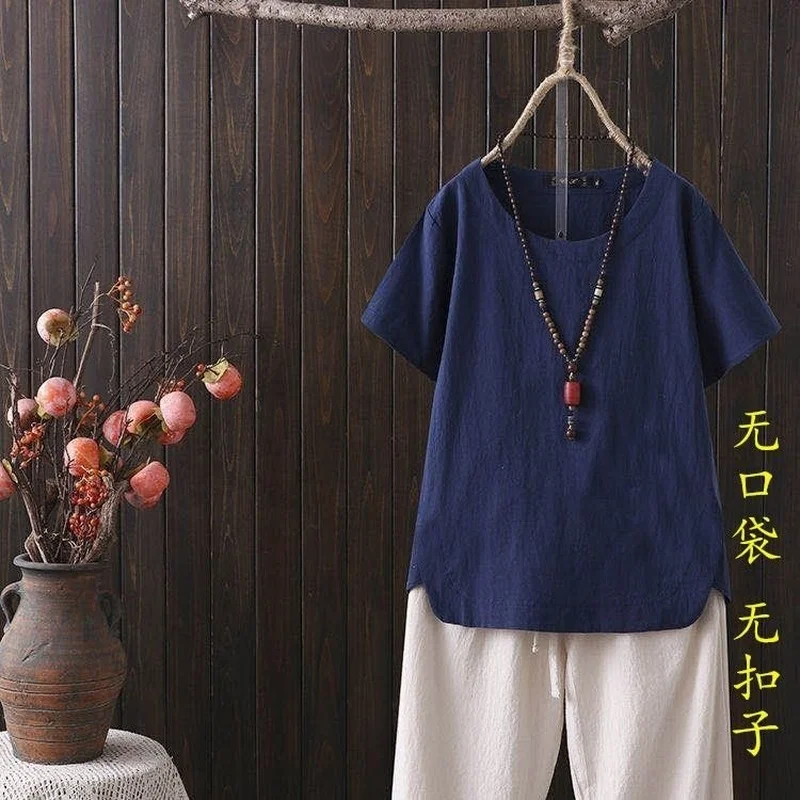 Woman Tshirts Summer New Large Size Casual Solid Color Loose Short Sleeve T-shirt Ropa Mujer Camisetas 5