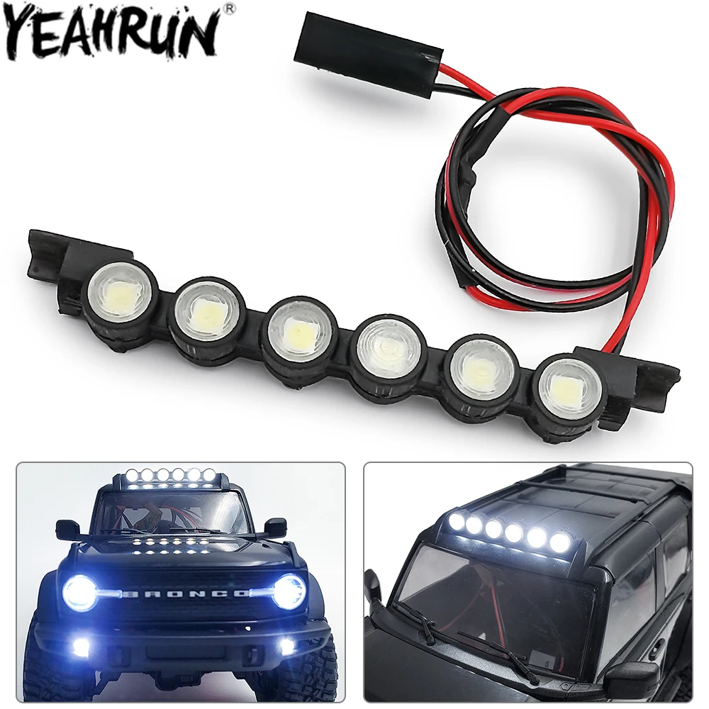 YEAHRUN Kunststoff Dach Licht 6LED Lichter Bar Scheinwerfer Scheinwerfer Rücklichter für 1/18 RC Crawler TRX4M Bronco Defender K10 Teile