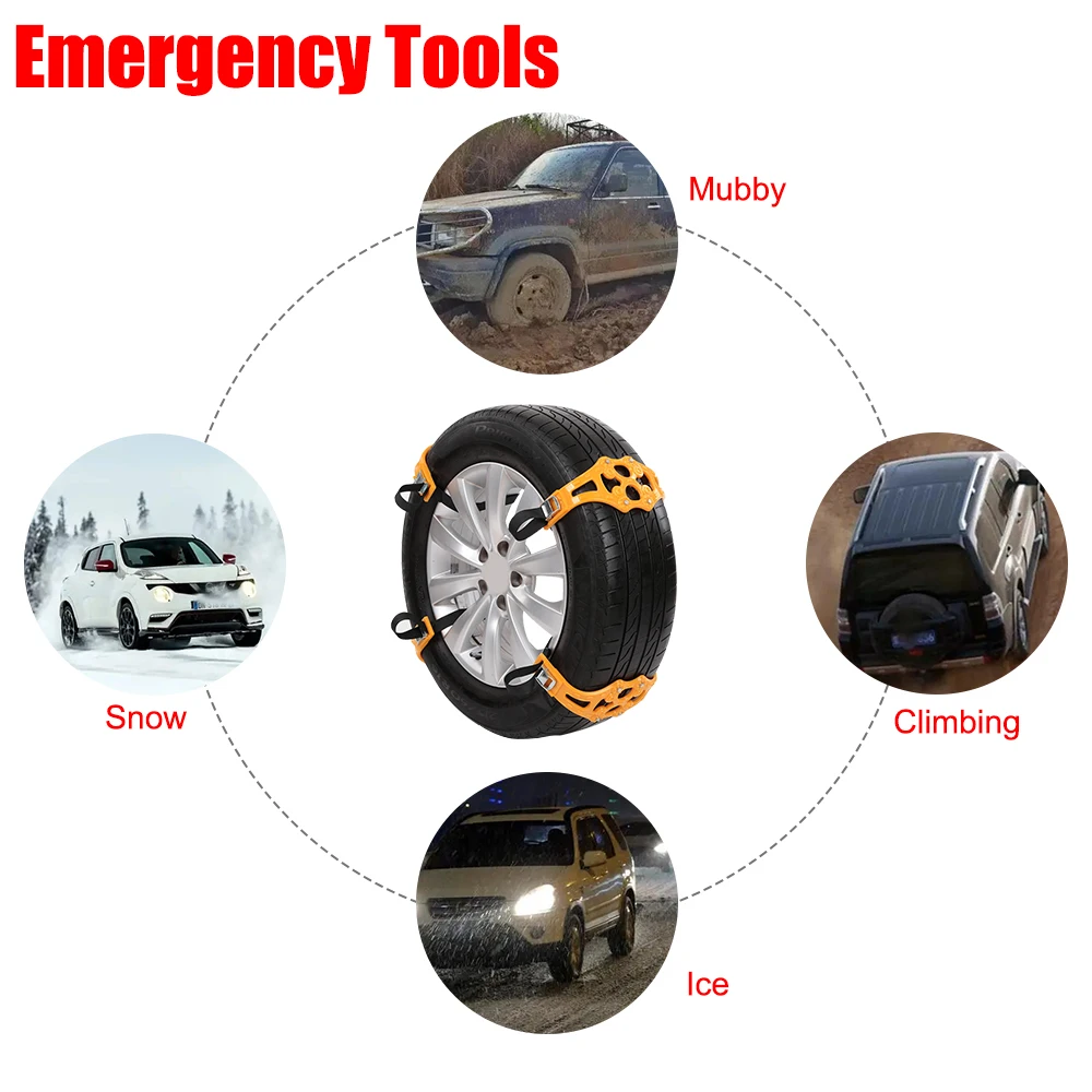 Double buckle TPU Chains Snow Snap Skid Wheel chains Adjustable 1pcs/set Winter Roadway Safety Tire Car Anti-skid Safety