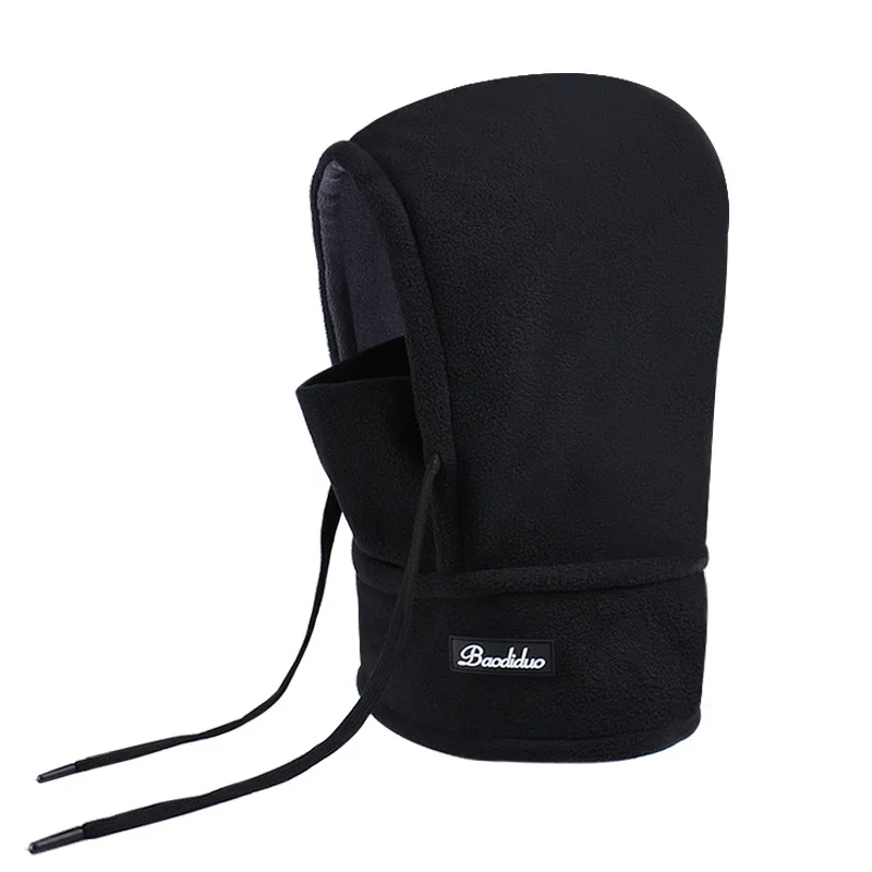 Winter cycling face mask anti wind warm neck hat scarf all in one hat with fleece ear protection for men's pullover