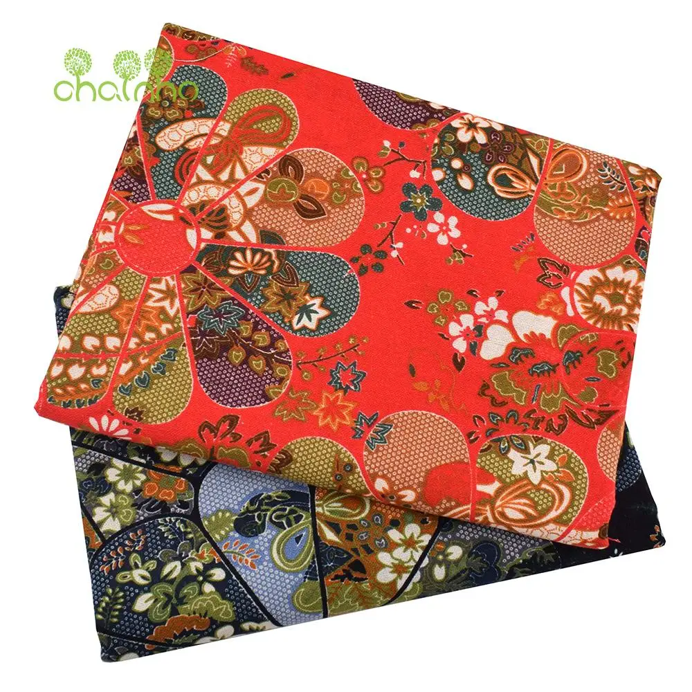 Chainho,Printed Cotton Linen Fabric,DIY Quilting Sewing Material,Cloth For Table,Sofa,Cushion,Bags,Vintage Color Series,15CL37
