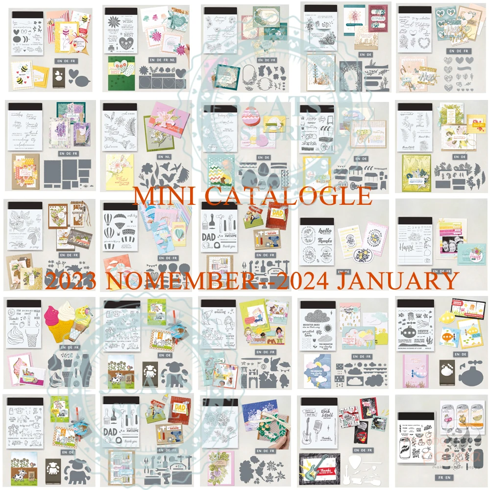 

2023 New EN DE FR NL Clear Stamps Metal Cutting Dies Spring Series New Year DIY Scrapbooking Supplies For Cards Albums Crafts