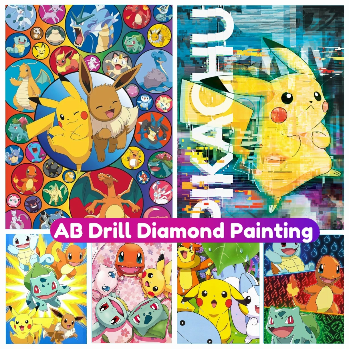 

Pokémon Pikachu Anime Cartoon AB Diamond Painting New Arrivals 5D DIY Full Cross Stitch Kit Mosaic Embroidery Home Decor Kid Gif