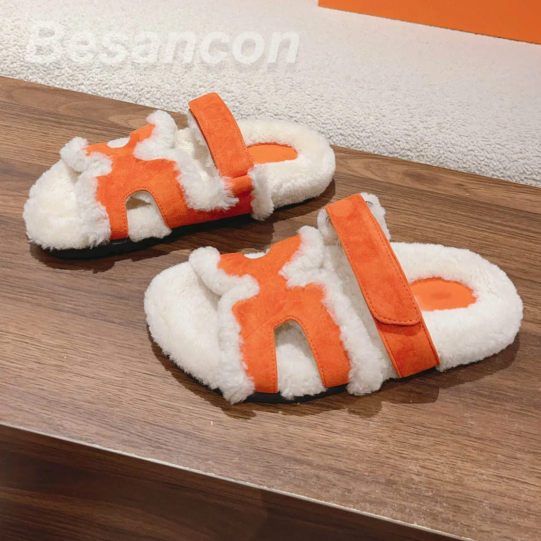 

besancon 2024 Classic Men's Women's Warm Slippers Genuine leather Wool Couple Outdoor Indoor Sandals Fur Designer Comfort