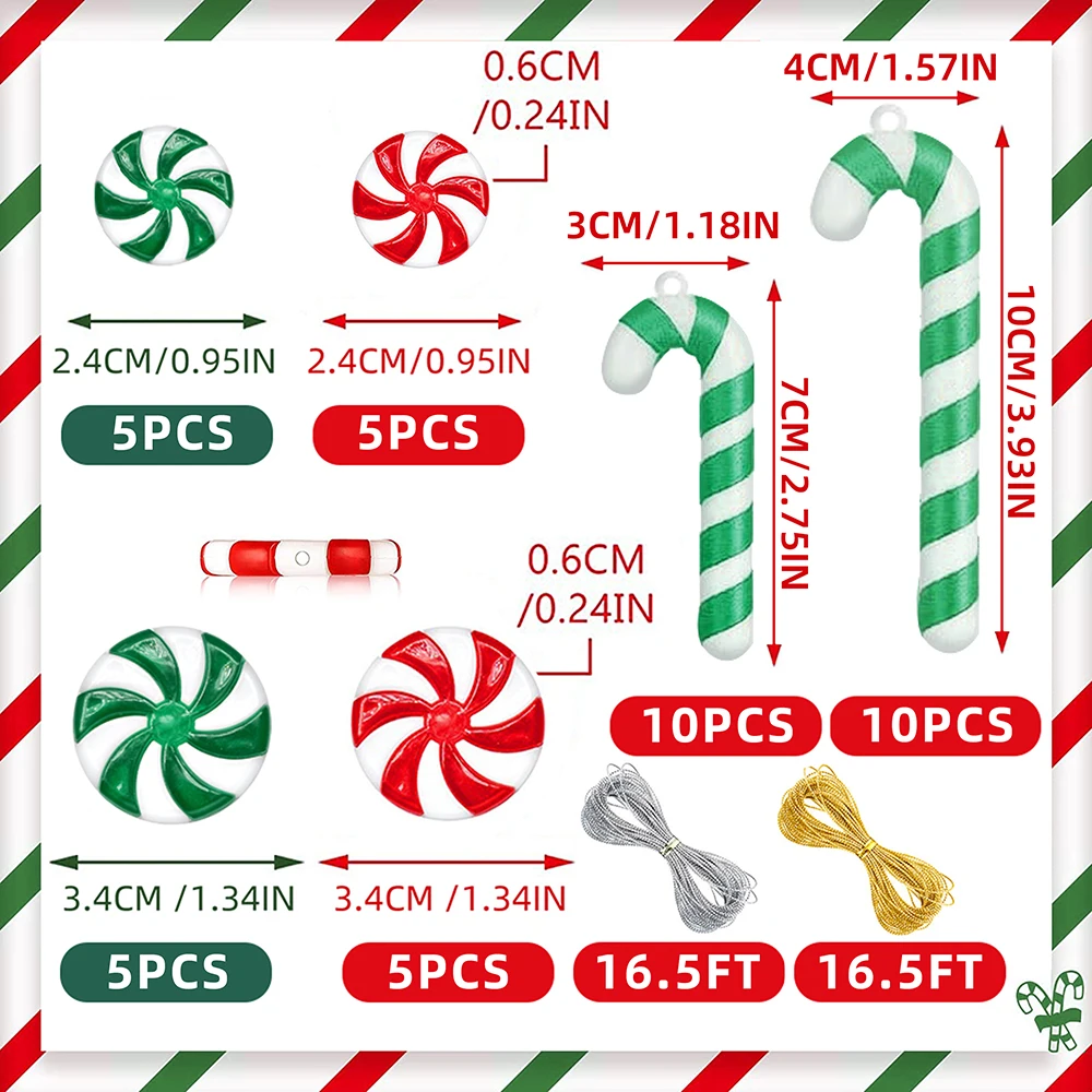KAHEIGN 60 Pcs Christmas Candy Cane, 15cm Plastic Candy