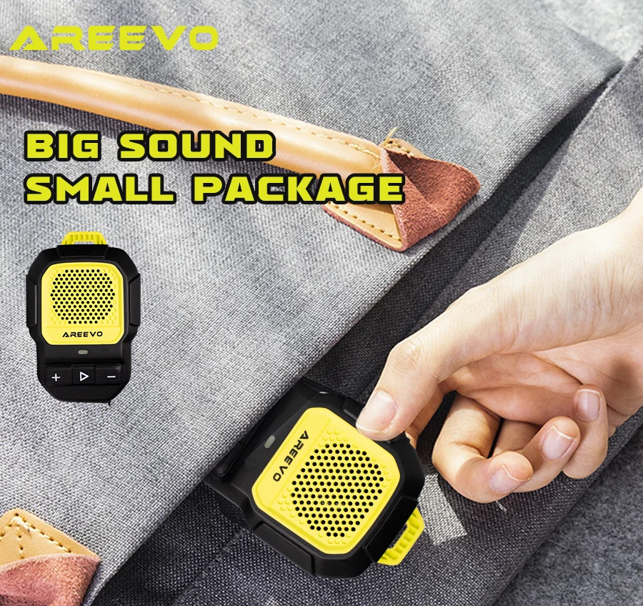 AREEVO PocketCLIP Wearable Speaker IP67 Waterproof Bluetooth Speaker Clip-on Wireless Portable Speaker 10h Playtime Hifi Stereo