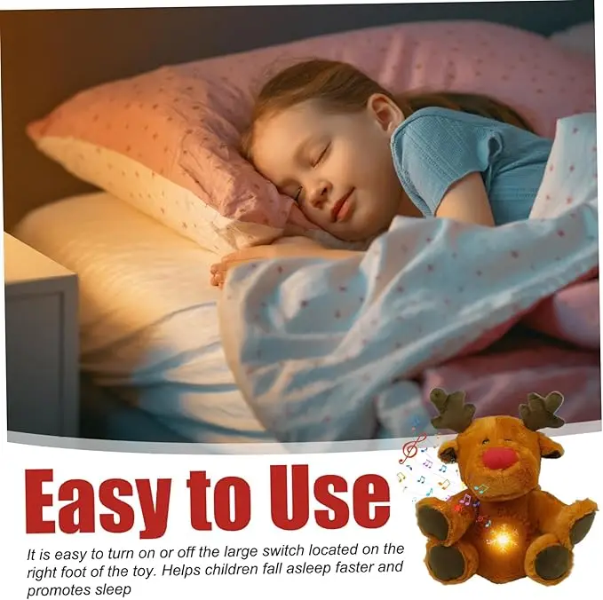 Santa breathing reindeer plush light up soothing elk deer lullaby breathing stuffed animal 4 gear anxiety relief Christmas gifts