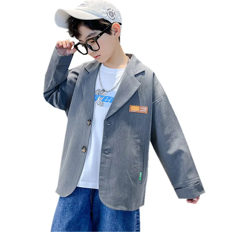 

Teen Boys Blazer Coat Grey Gentleman Style Blazer Jacket for 5-14Years Boys Children New Spring Autumn Causal Outerwear Clothes