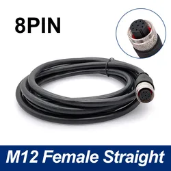 Waterproof M12 Sensor Connector Cable with Male & Female Plugs - 4, 5, 8 Pin, 2m PVC Injection Molded (Straight female 8p)