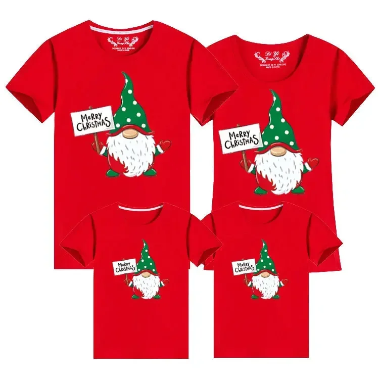 Camisetas de Año Nuevo para niñas y niños, camisetas para mamá y papá, camisetas de algodón de manga corta con estampado para madre e hija, camisetas a juego con apariencia familiar navideña