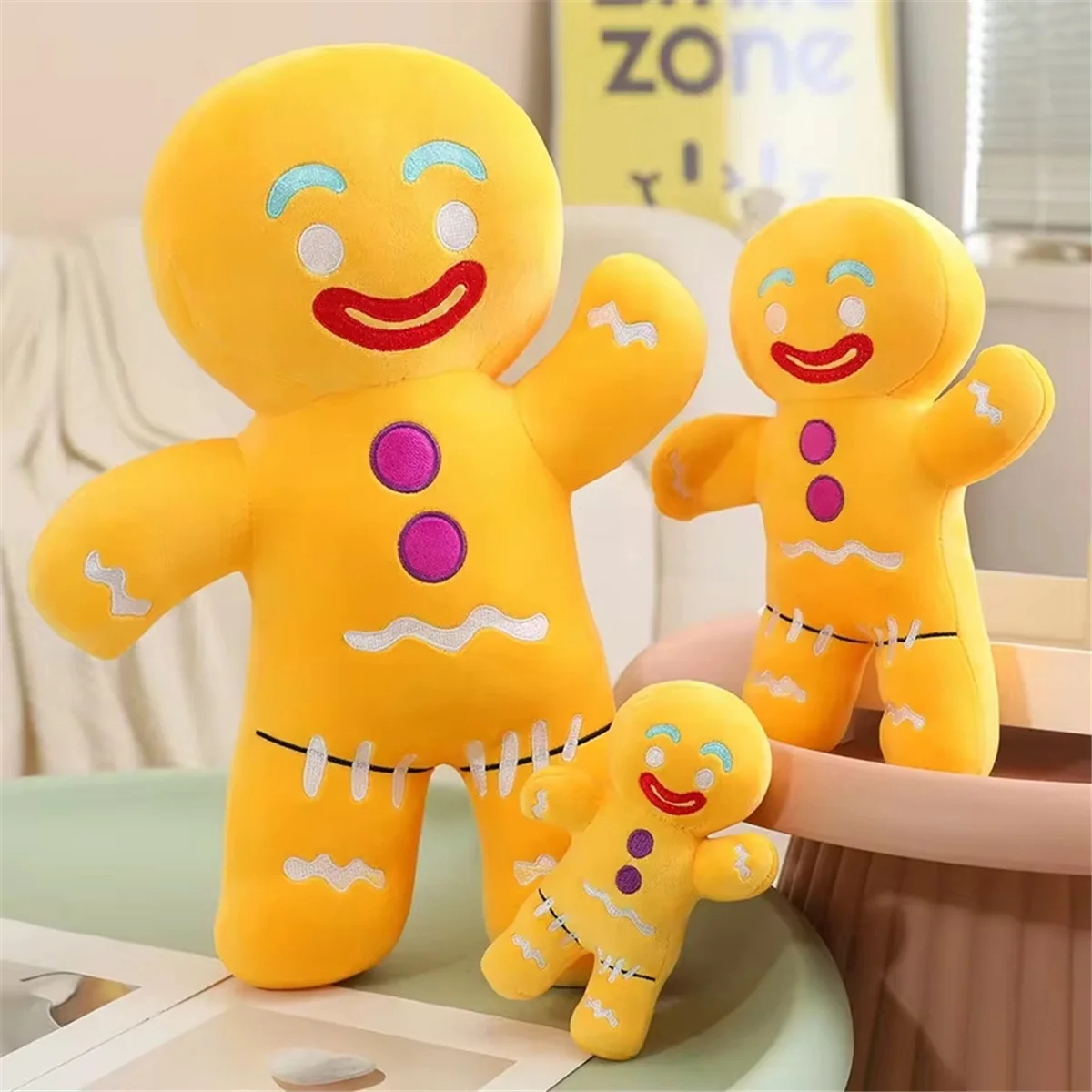 M15KKawaii Gingerbread Man Plush Doll Sofa Decoration Cute Cookie Man Stuffed Toy Gift 18cm