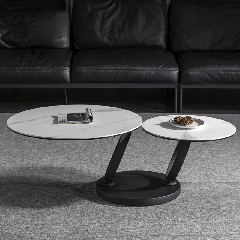 

Выдвижной Многофункциональный роторный чайный столик из нержавеющей стали, каменная тарелка, Круглый Чайный Столик, простая гостиная, итальянский чайный столик