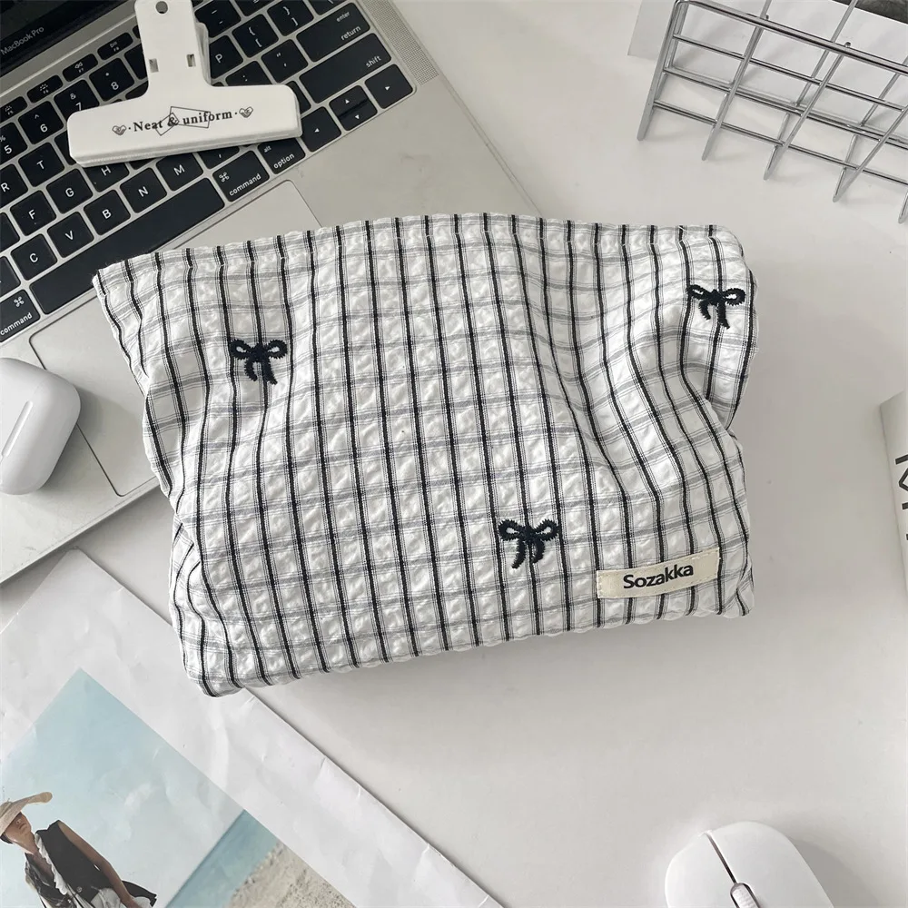 New Blue Color Mommy Bag Bowknot Embroidery Makeup Bag Zipper Baby Diaper Bag Nappy Pouch Travel Toiletry Storage Bags