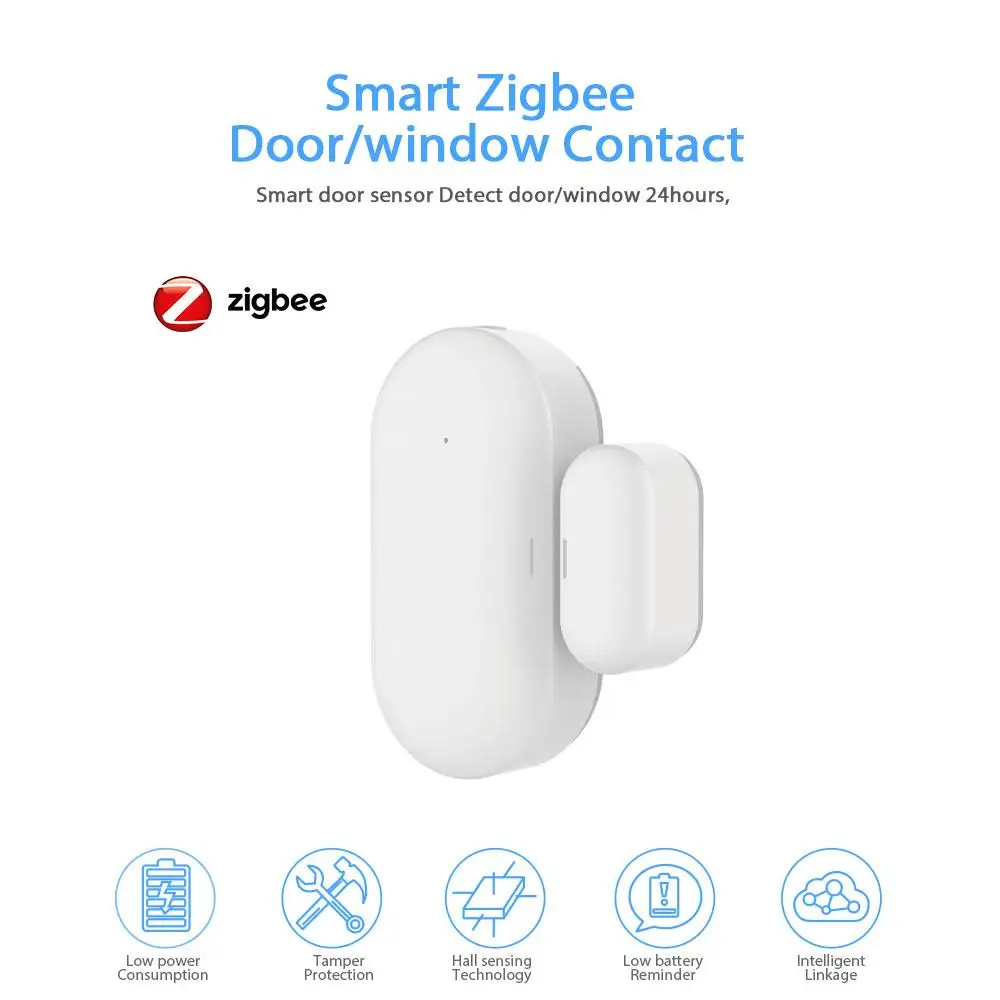 

Tuya Zigbee Wireless Door Window Gate Sensor Smart Home Magnetic Garage Door Open/Close Sensor System APP Control Alarm Detector