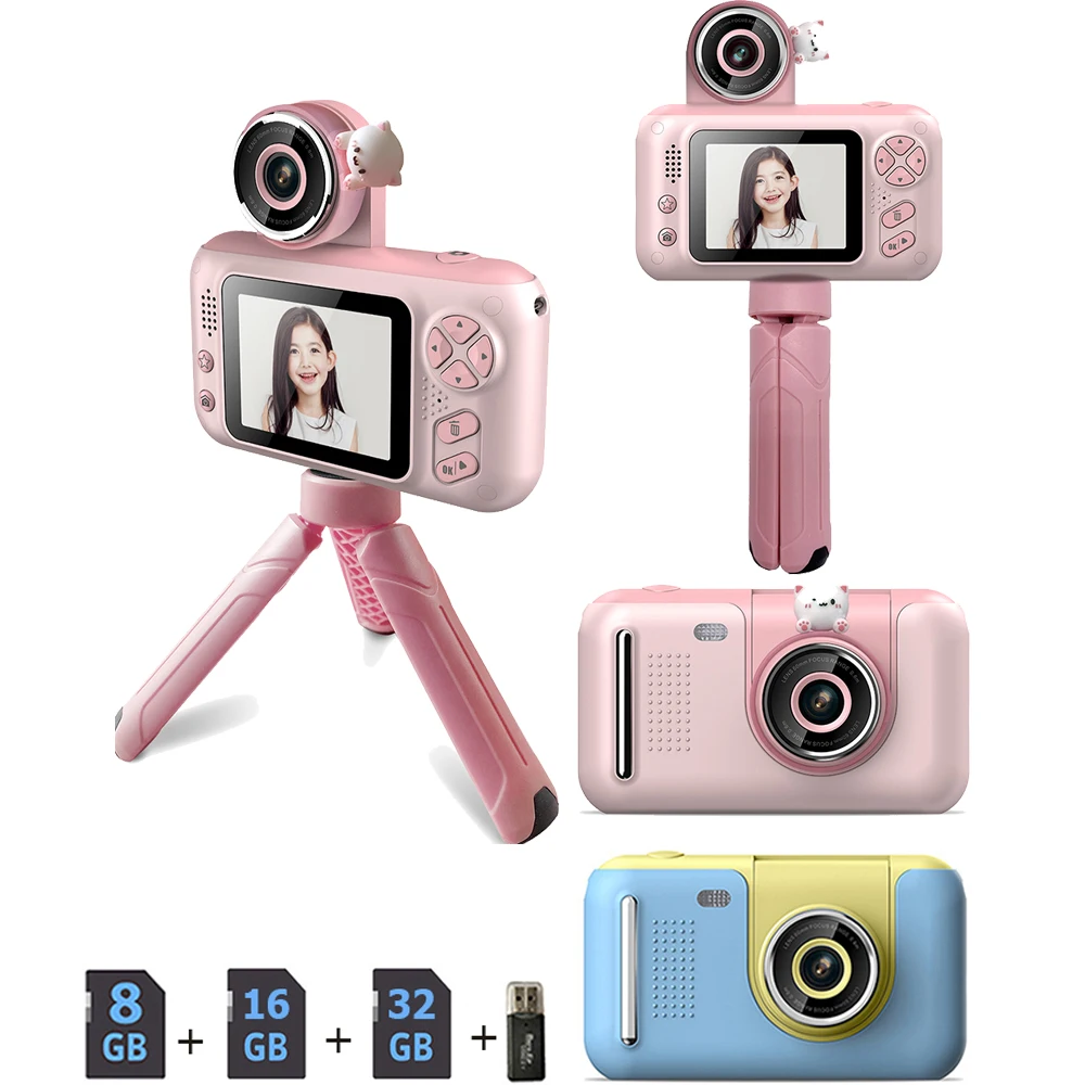 Cámara digital para niños de 2,4 pulgadas, 1080P, cámara con giro de 180  grados, foto, videojuego, cámara multifuncional HD para selfies para niños  y niñas, azul