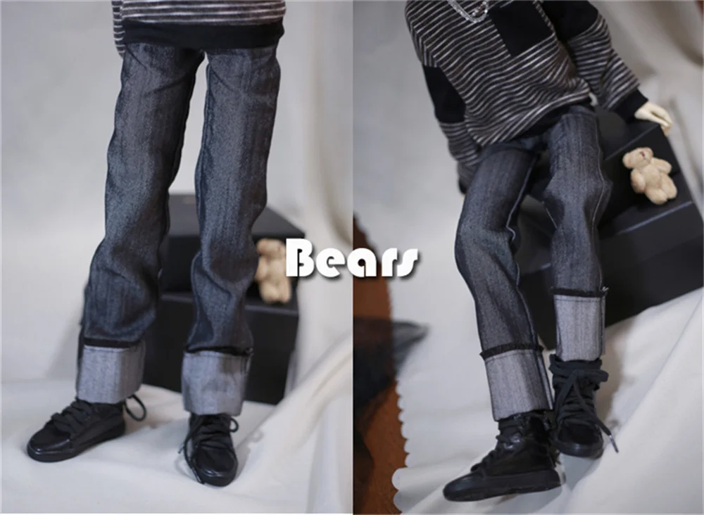 

BJD Doll clothes black jeans flanged raw edge straight leg pants 1/4&1/3& uncle