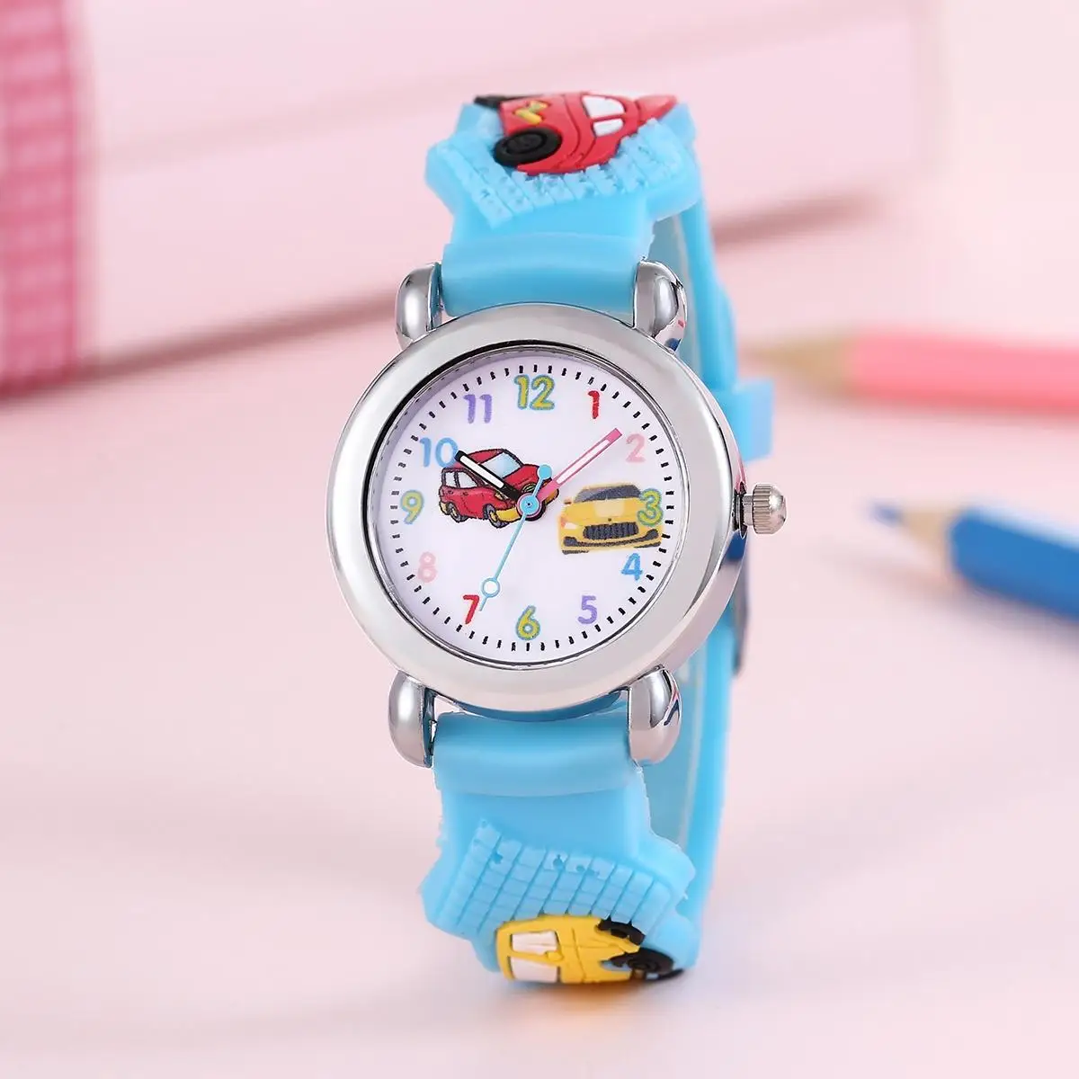 New Fashion Colorful Cartoon Car Student Children's Watch Quartz Watch Electronic Watch 3