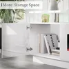 ireplace TV Stand with 40" Fireplace, 80" Modern High Gloss Fireplace Entertainment Center LED Lights, 2 Tier TV Console Cabinet 5